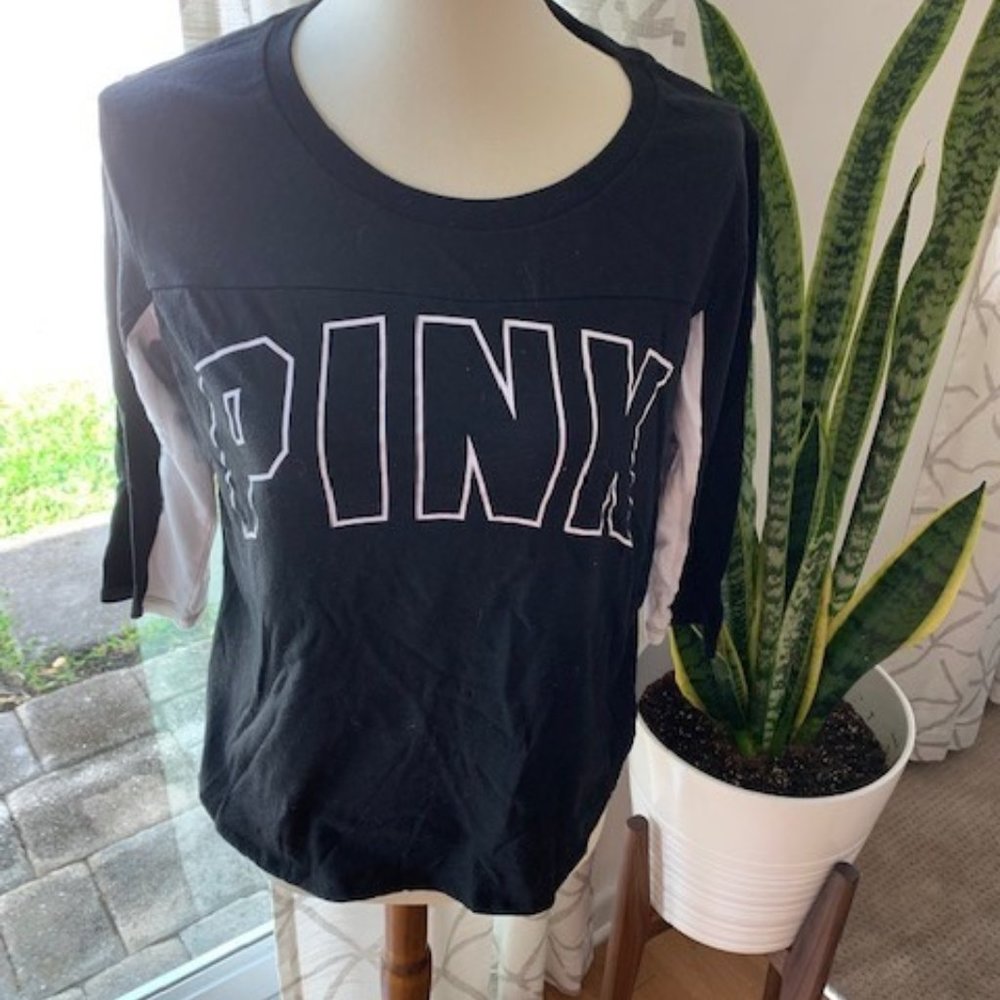 PINK black and white t shirt